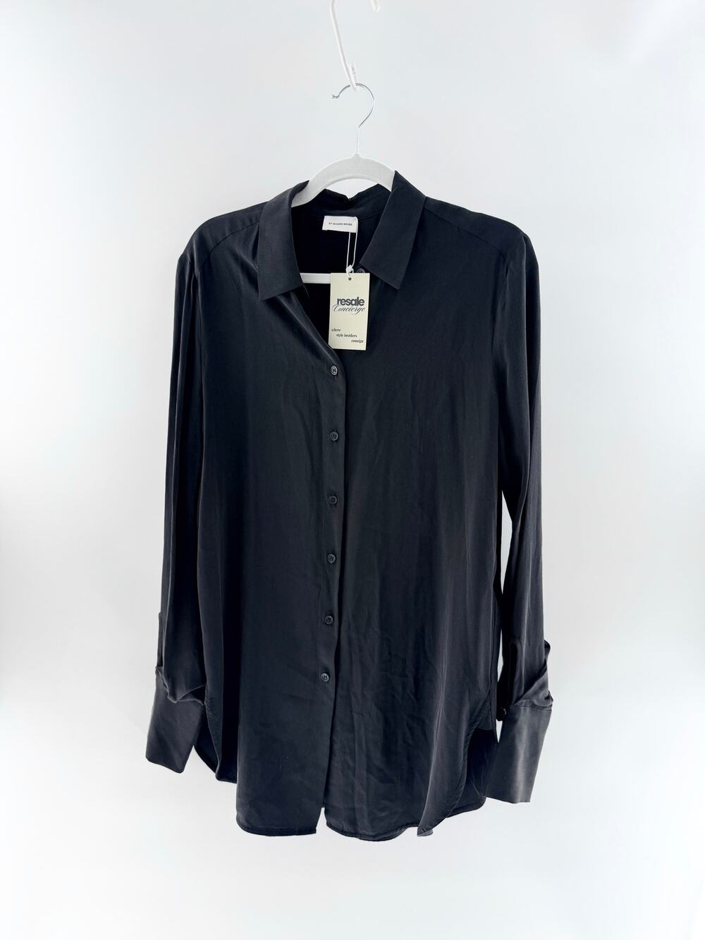 By Malene Birger Colline Silk Long Sleeve Button-Up Shirt Black Women's 38 / 8
